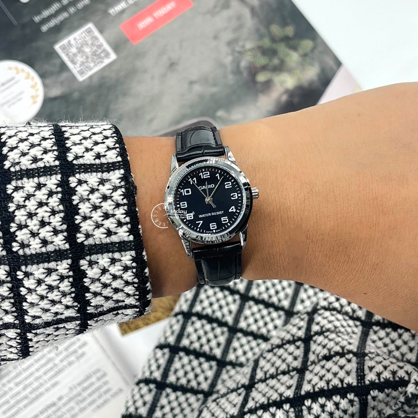 Casio Standard Women's Watch LTP-V001L-1B Black Leather Strap