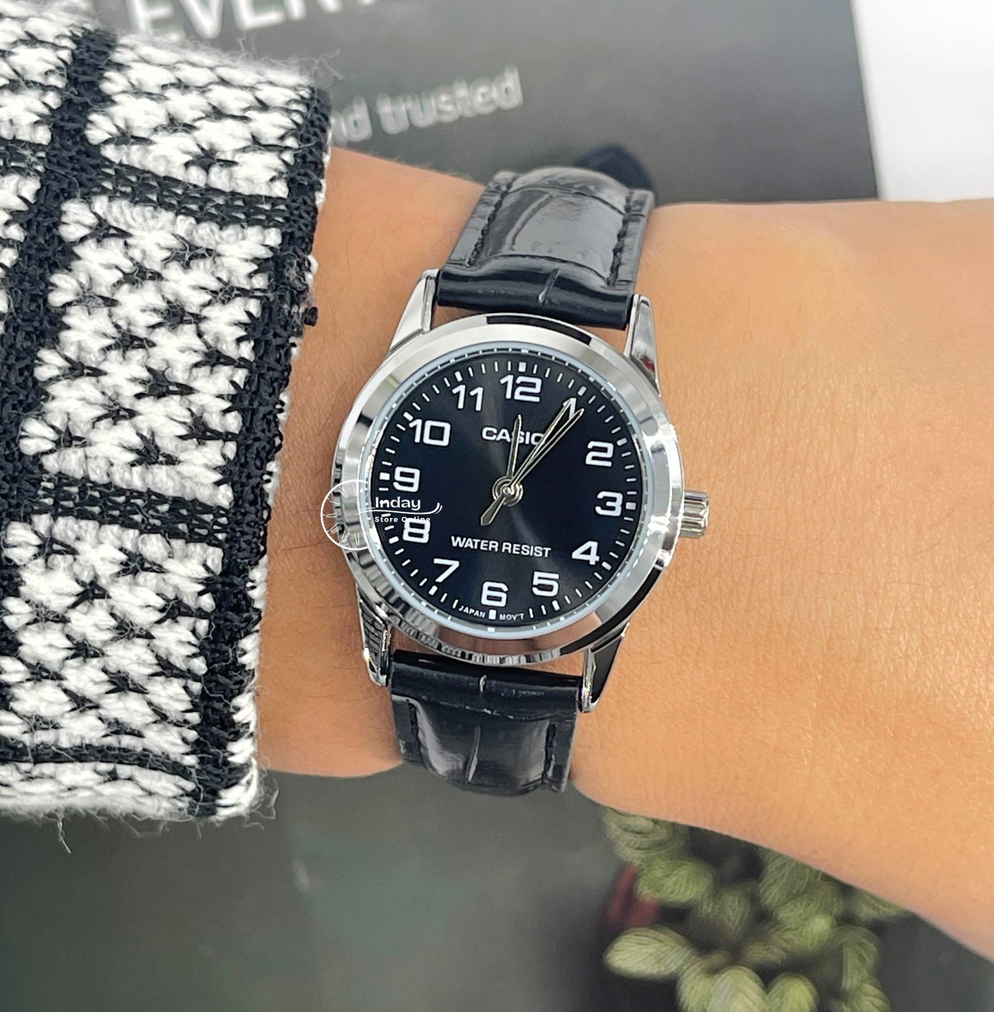 Casio Standard Women's Watch LTP-V001L-1B Black Leather Strap
