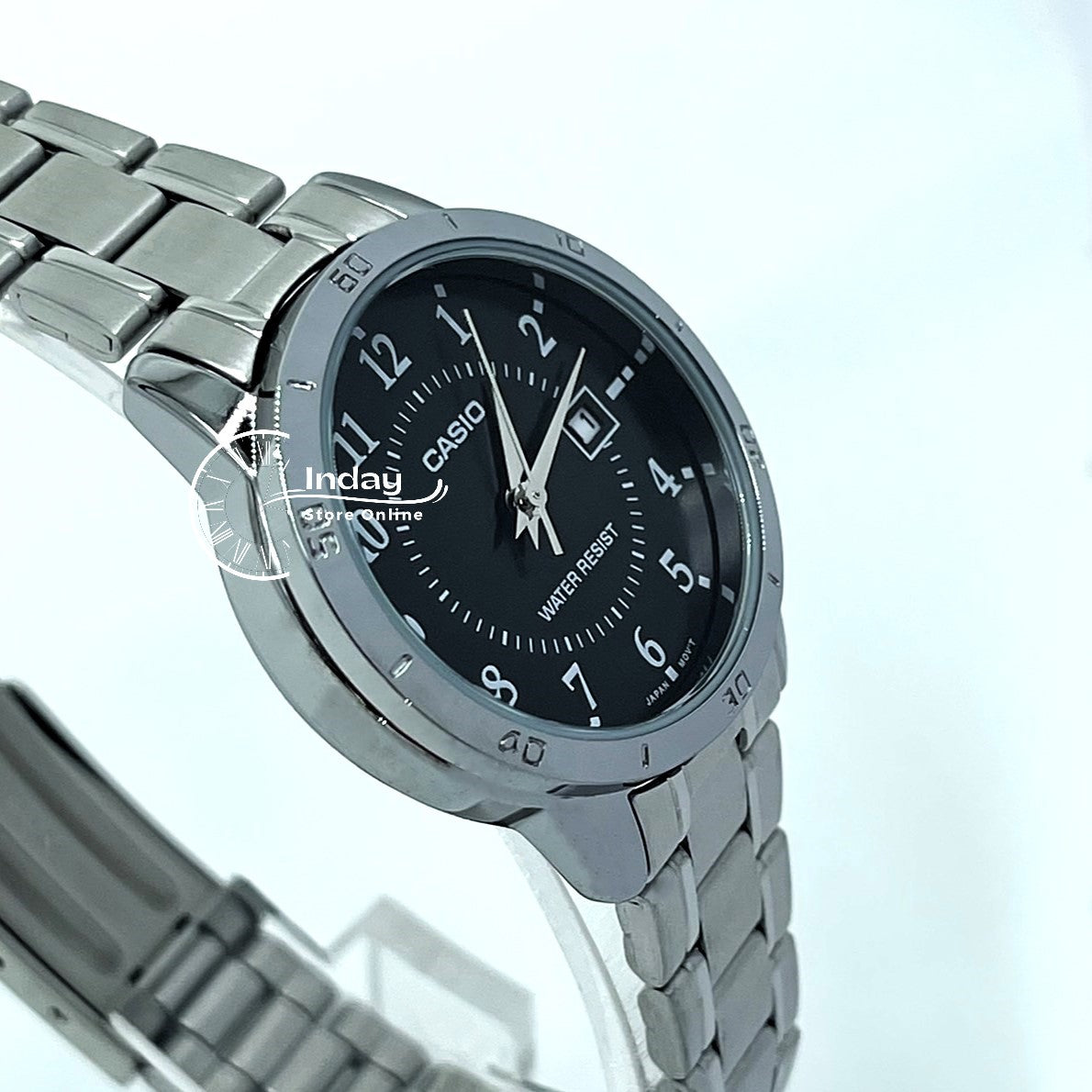 Casio Standard Women's Watch LTP-V004D-1B Silver Plated Stainless Steel Strap