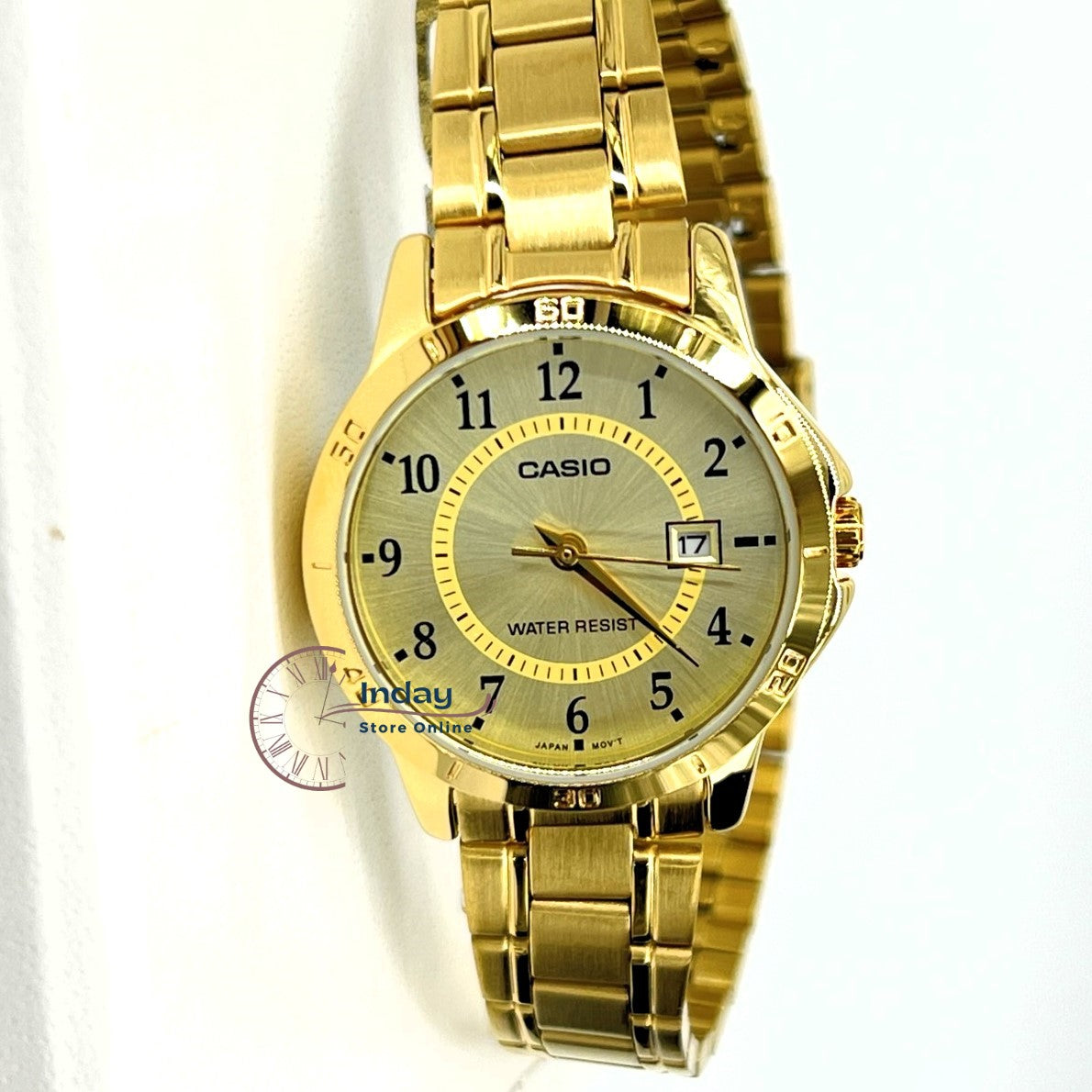 Casio Standard Women's Watch LTP-V004G-9B Gold Plated Stainless Steel Strap Mineral Glass