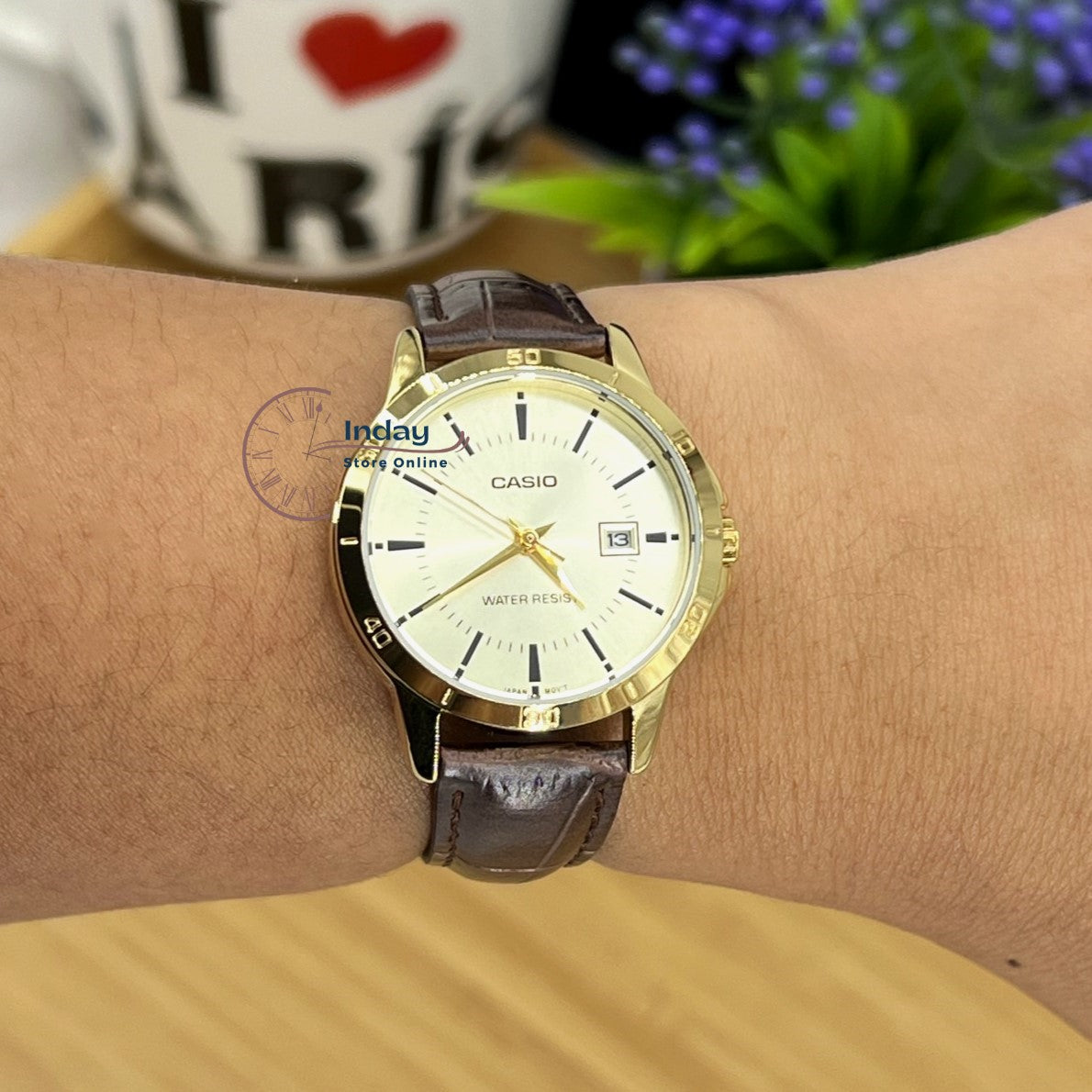 Casio Standard Women's Watch LTP-V004GL-9A Brown Leather Strap