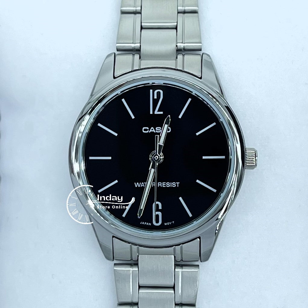 Casio Standard Women's Watch LTP-V005D-1B Silver Plated Stainless Steel Strap