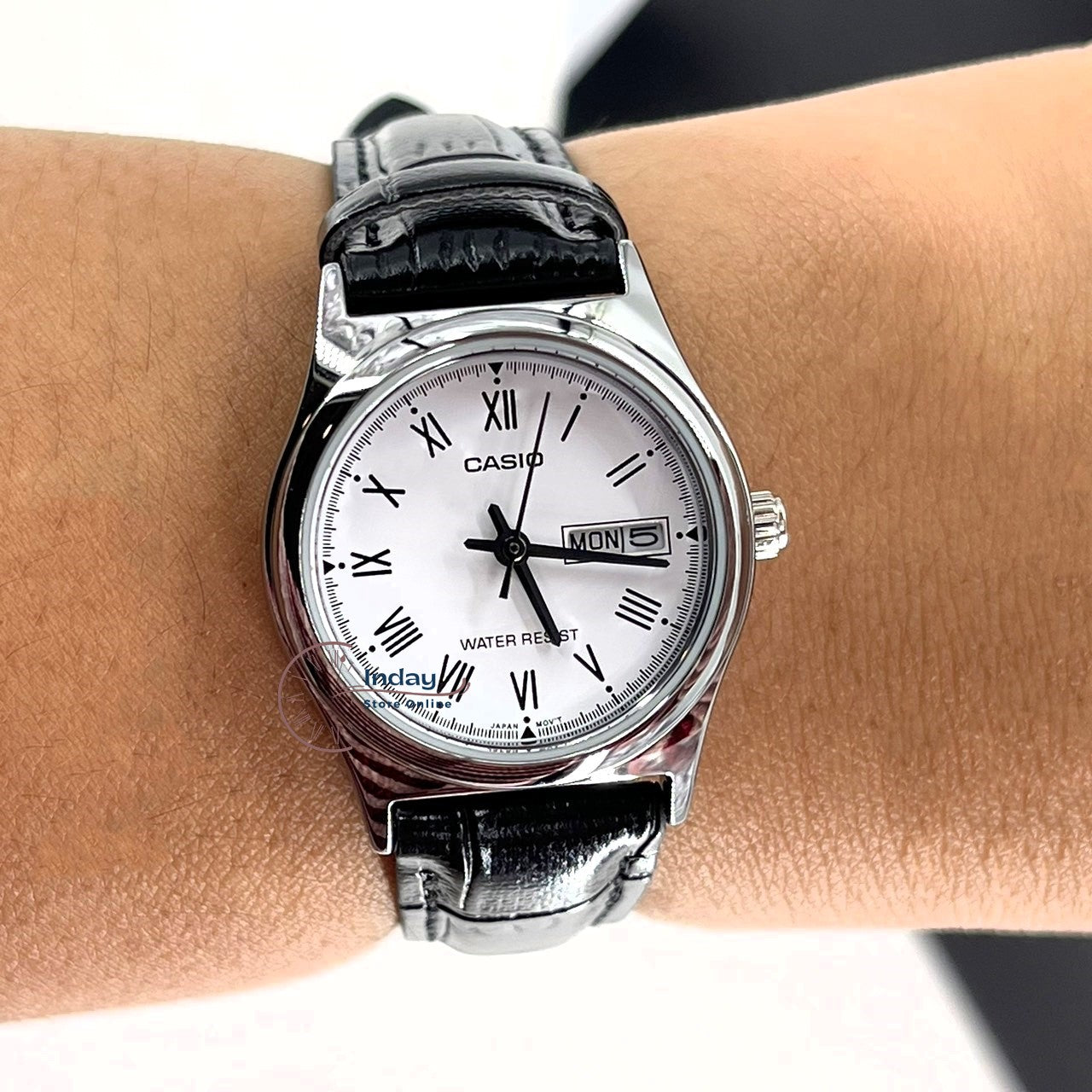Casio Standard Women's Watch LTP-V006L-7B Black Leather Strap Mineral Glass