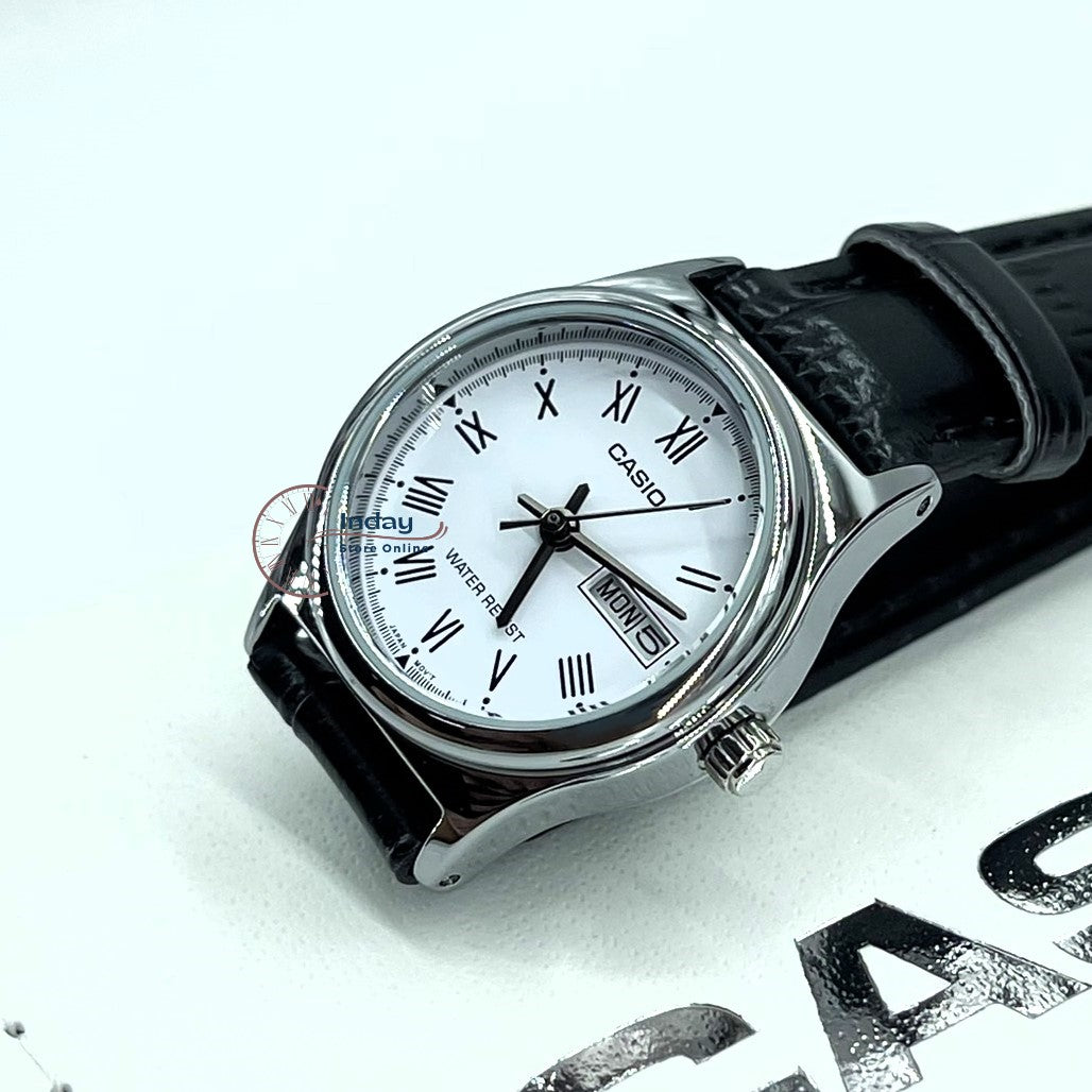 Casio Standard Women's Watch LTP-V006L-7B Black Leather Strap Mineral Glass