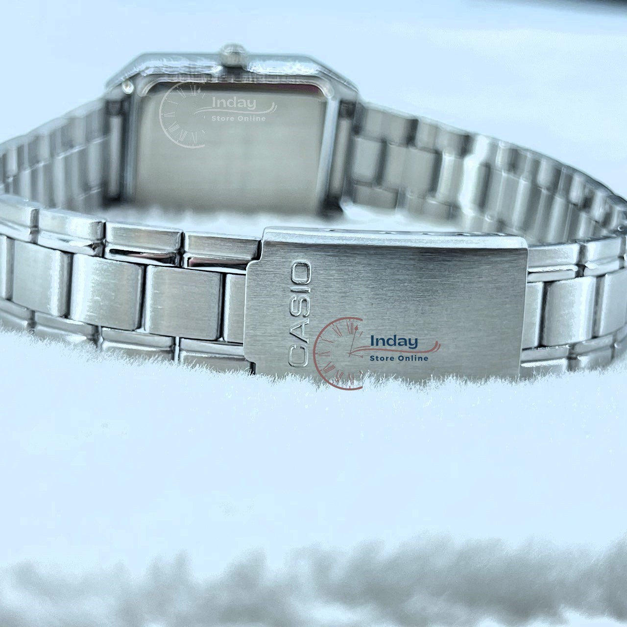 Casio Standard Women's Watch LTP-V007D-1B Square Type Silver Plated Stainless Steel Strap