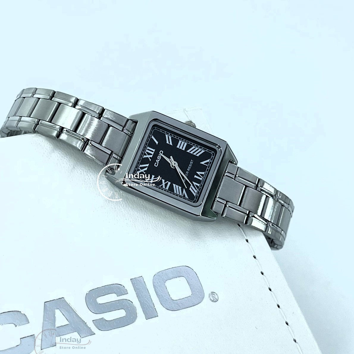 Casio Standard Women's Watch LTP-V007D-1B Square Type Silver Plated Stainless Steel Strap