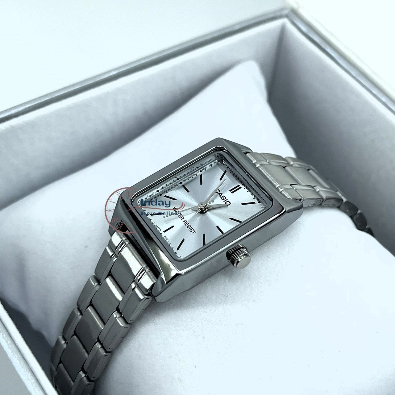 Casio Standard Women's Watch LTP-V007D-2E Square Type Silver Plated Stainless Steel Strap
