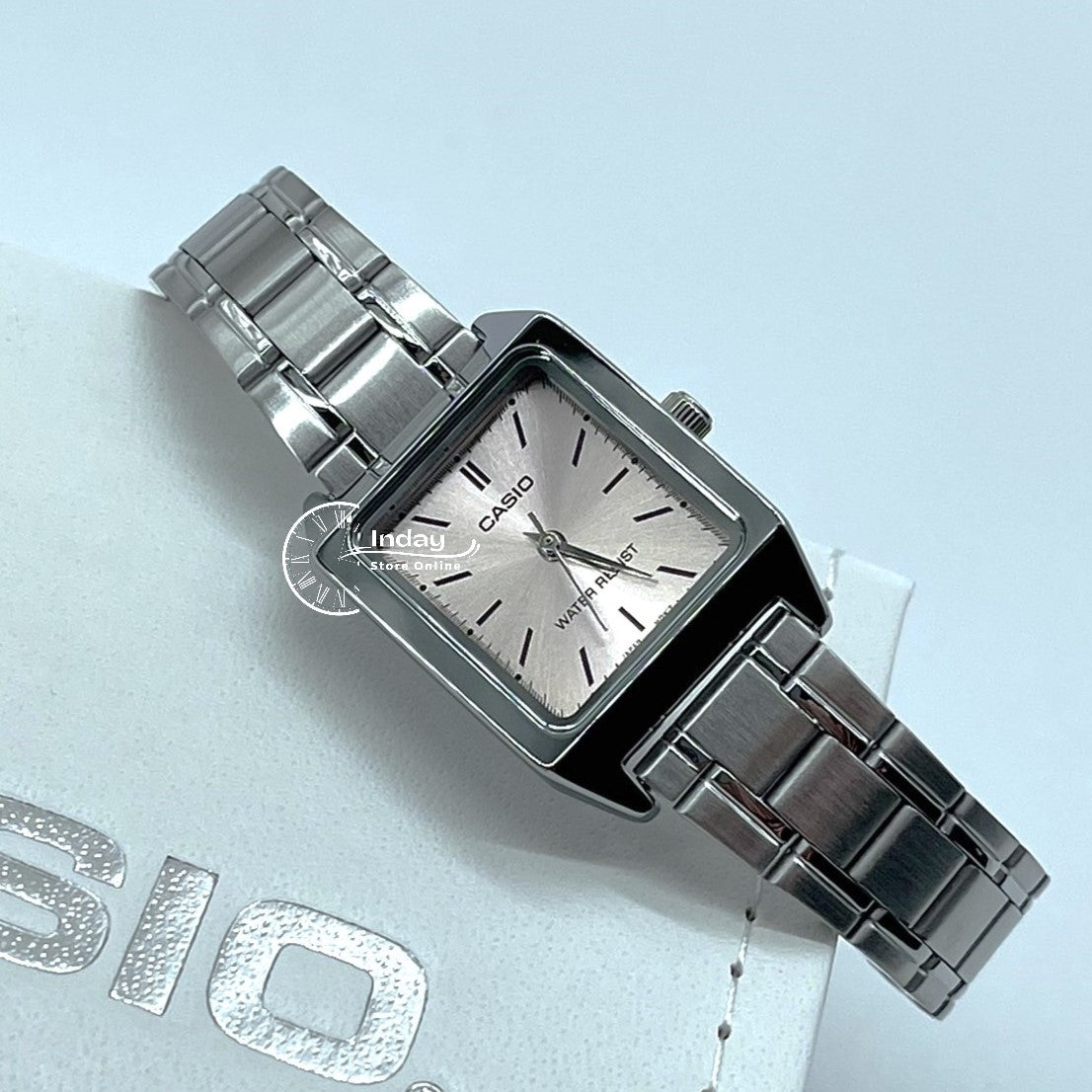 Casio Standard Women's Watch LTP-V007D-4E Square Type Silver Plated Stainless Steel Strap