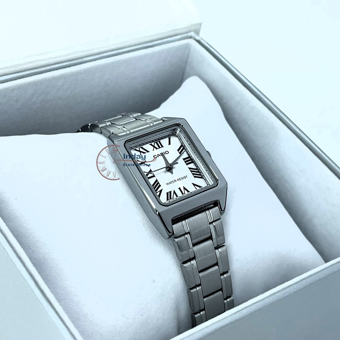 Casio Standard Women's Watch LTP-V007D-7B Square Type Silver Plated Stainless Steel Strap