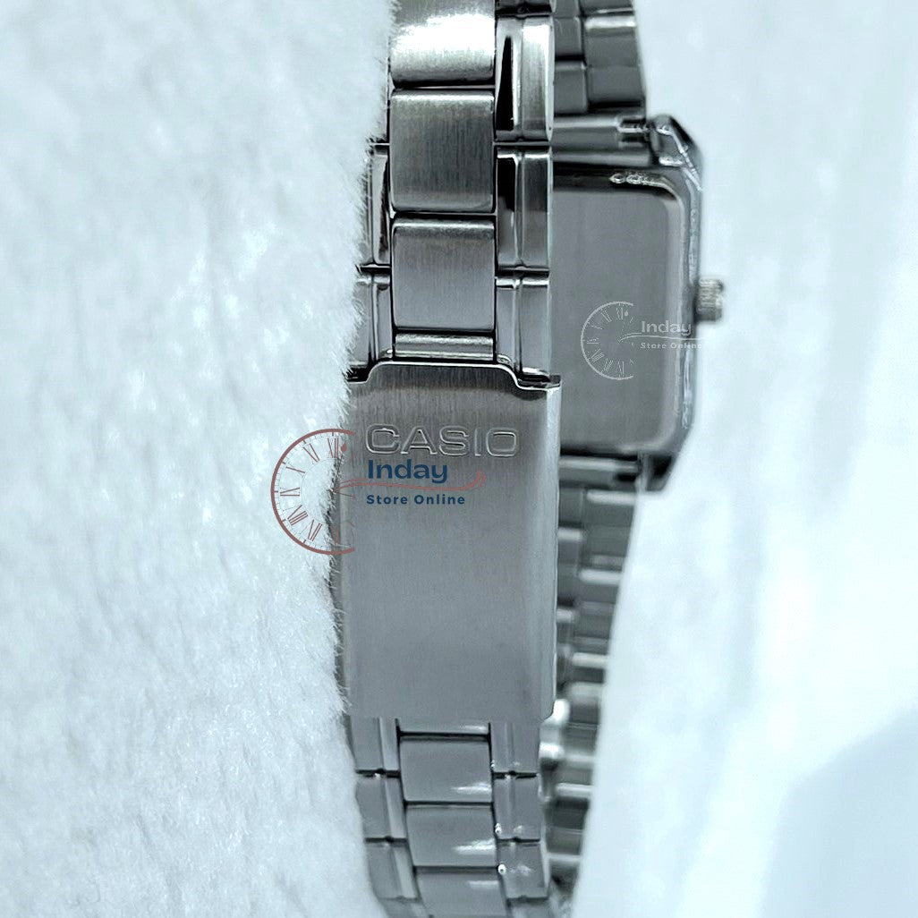 Casio Standard Women's Watch LTP-V007D-7B Square Type Silver Plated Stainless Steel Strap