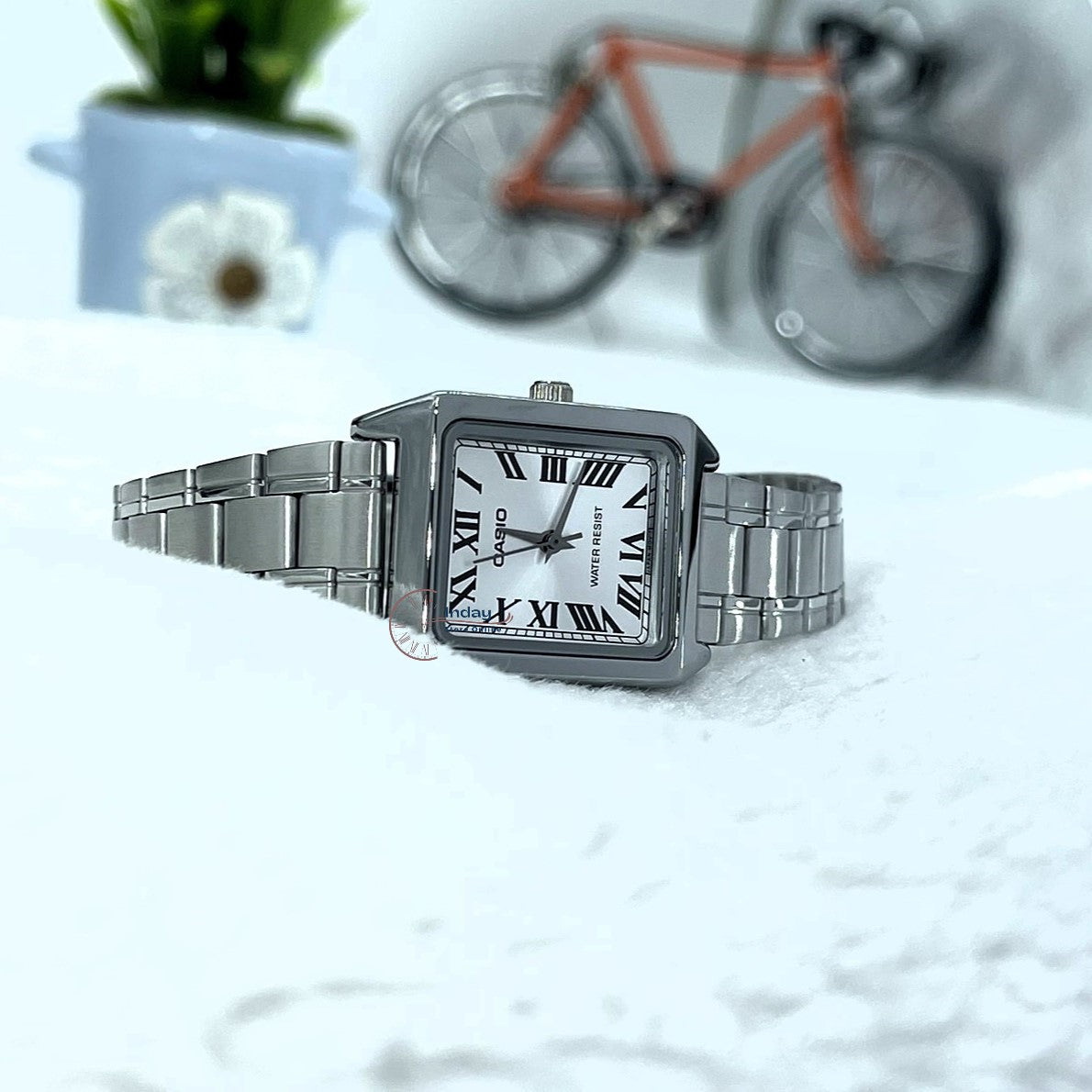 Casio Standard Women's Watch LTP-V007D-7B Square Type Silver Plated Stainless Steel Strap
