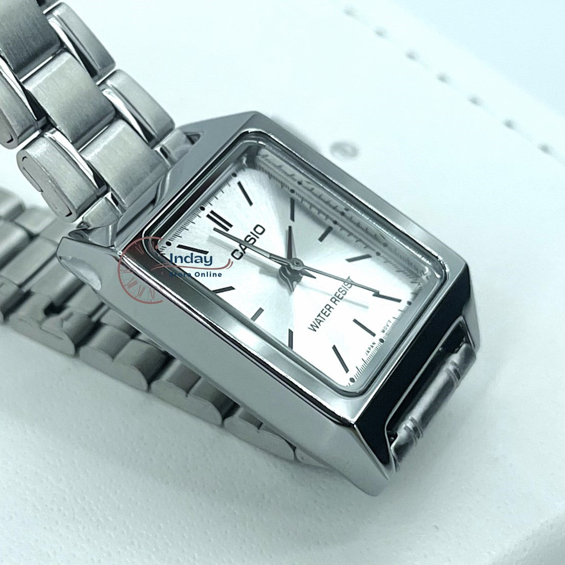 Casio Standard Women's Watch LTP-V007D-7E Square Type Silver Plated Stainless Steel Strap