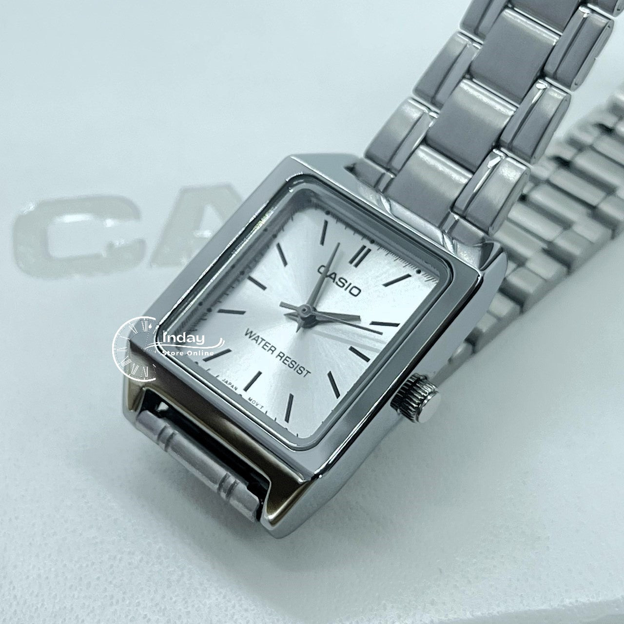 Casio Standard Women's Watch LTP-V007D-7E Square Type Silver Plated Stainless Steel Strap