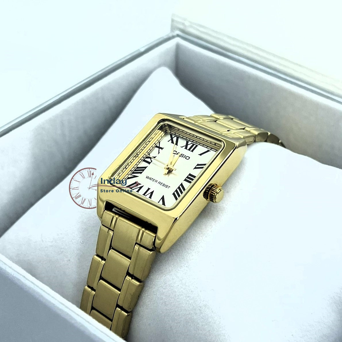 Casio Standard Women's Watch LTP-V007G-9B Square Type Gold Plated Stainless Steel Strap