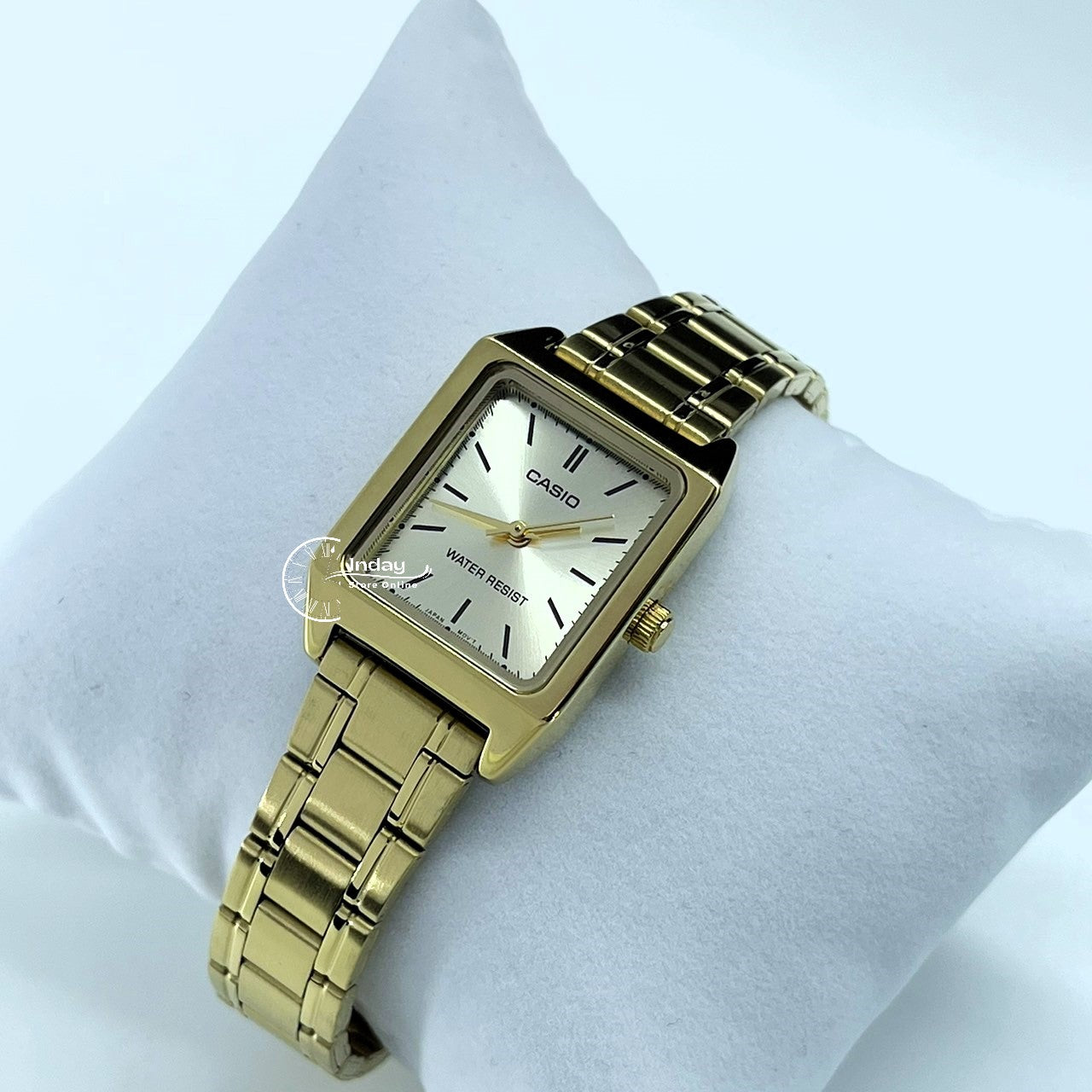 Casio Standard Women's Watch LTP-V007G-9E Square Type Gold Plated Stainless Strap