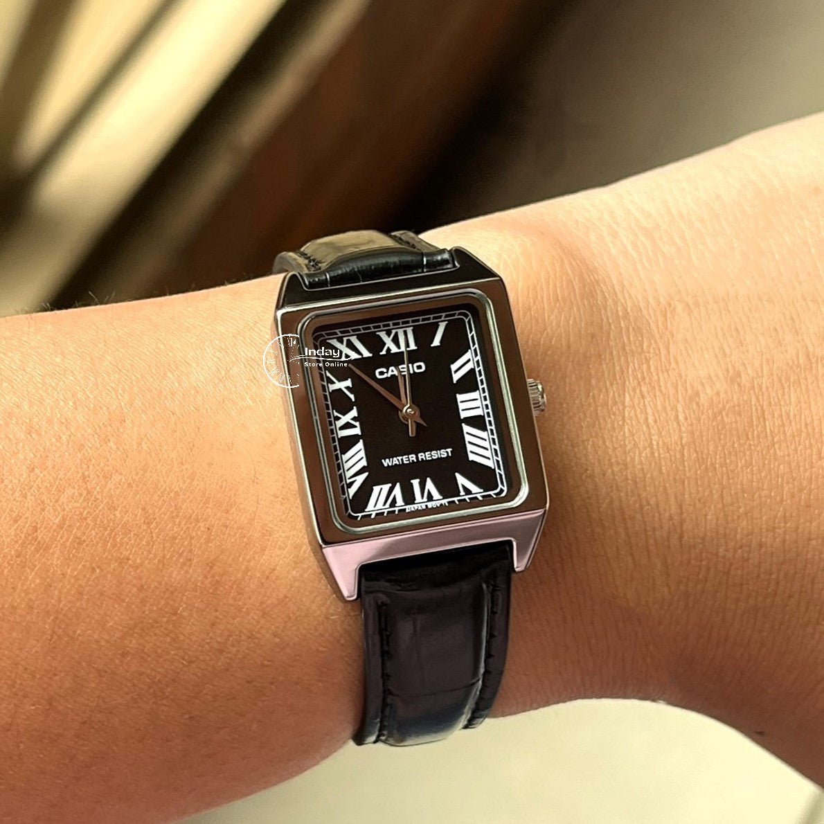 Casio Standard Women's Watch LTP-V007L-1B Square Type Black Leather Strap