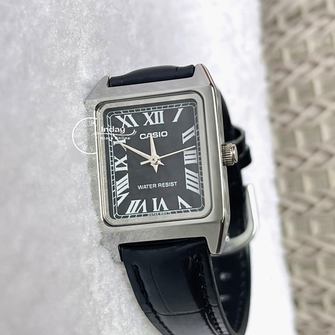 Casio Standard Women's Watch LTP-V007L-1B Square Type Black Leather Strap