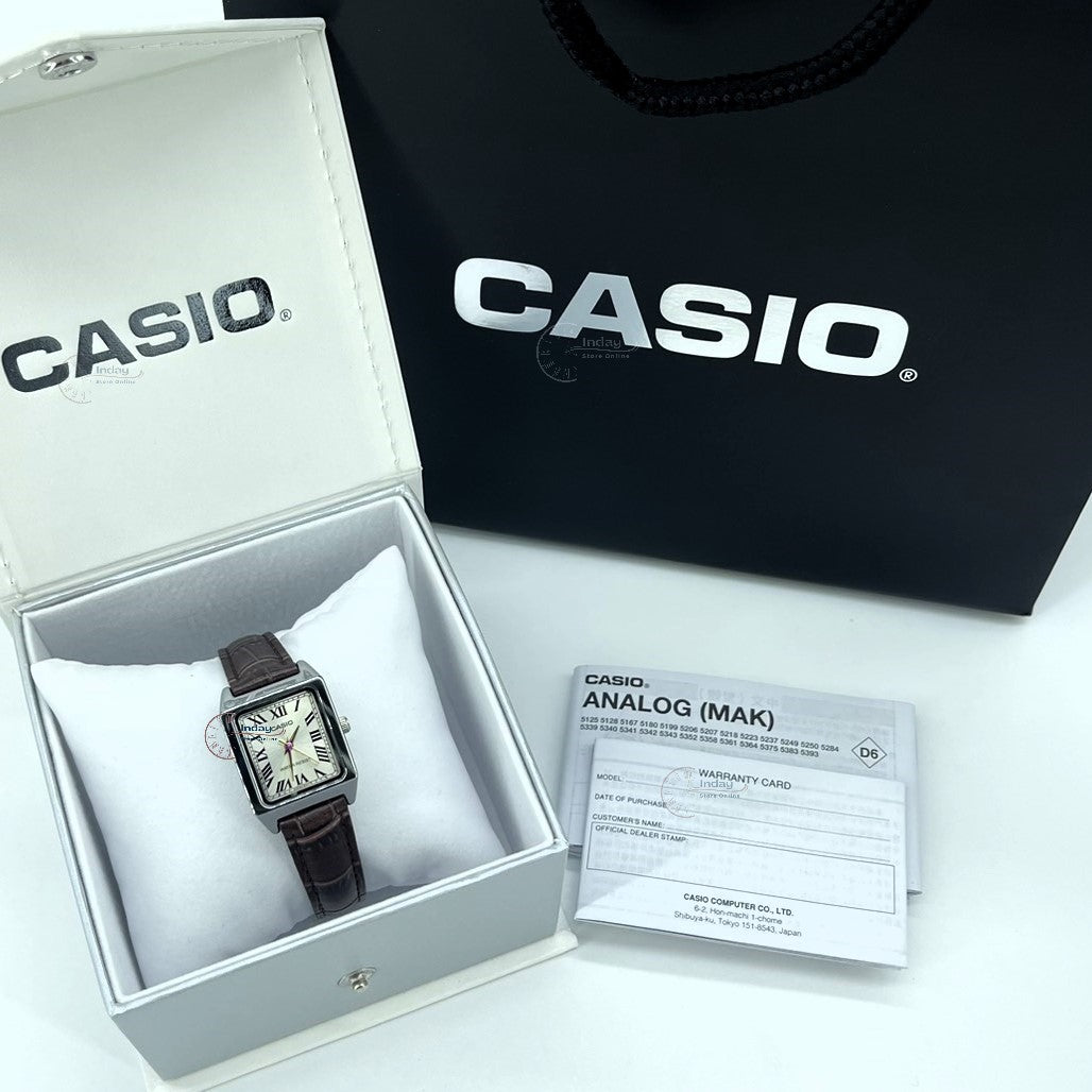 Casio Standard Women's Watch LTP-V007L-9B Square Type Brown Leather Strap