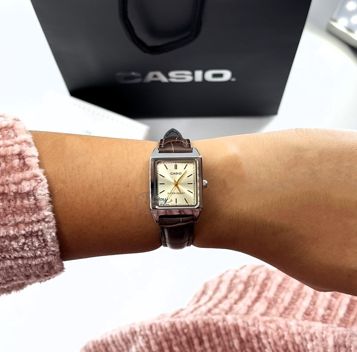 Casio Standard Women's Watch LTP-V007L-9E Square Type Brown Leather Strap