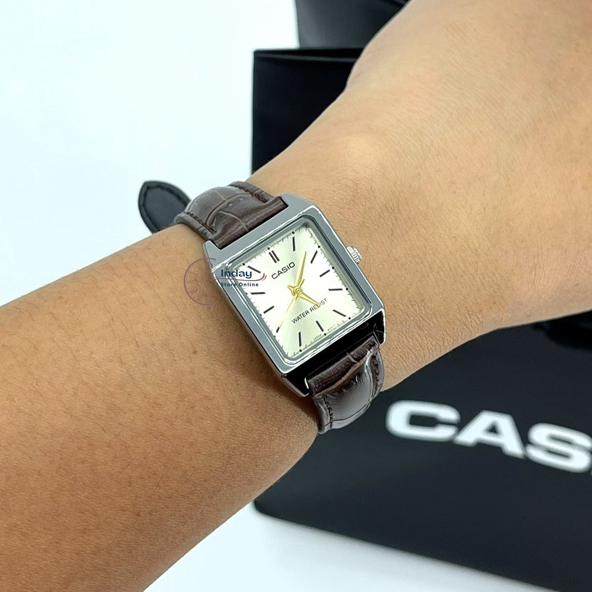 Casio Standard Women's Watch LTP-V007L-9E Square Type Brown Leather Strap