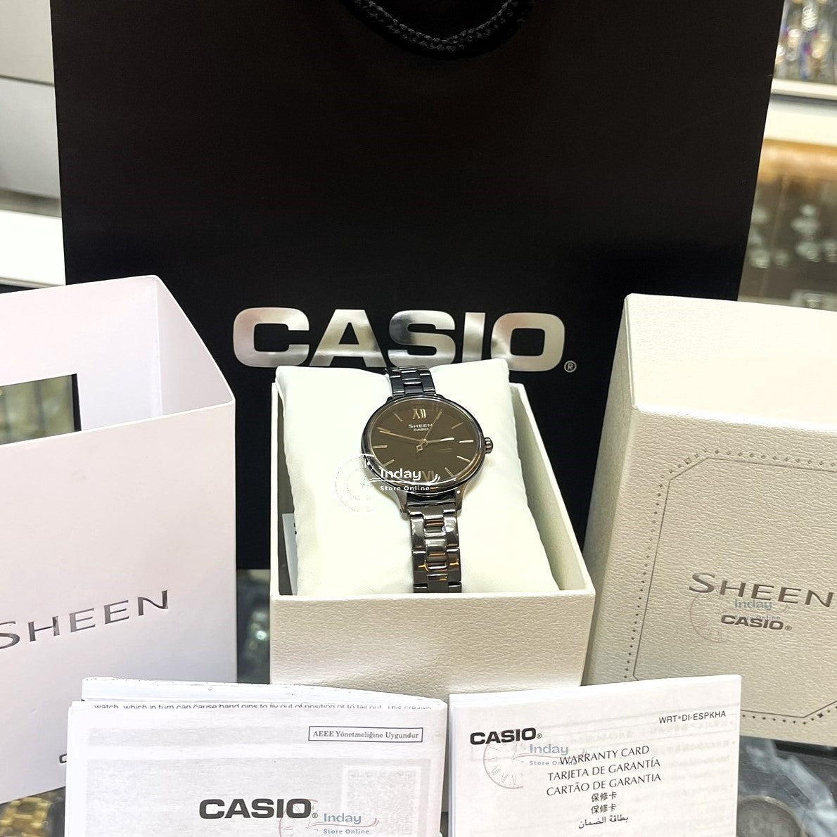 Casio Women's Watch SHE-4560BD-1A Stainless Steel Band One-touch 3-fold Clasp Sapphire Crystal