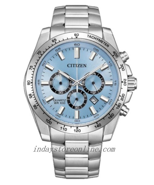 Citizen Chronograph Quartz Movement Men's Watch AN8230-59L Mineral Crystal Stainless Steel Band