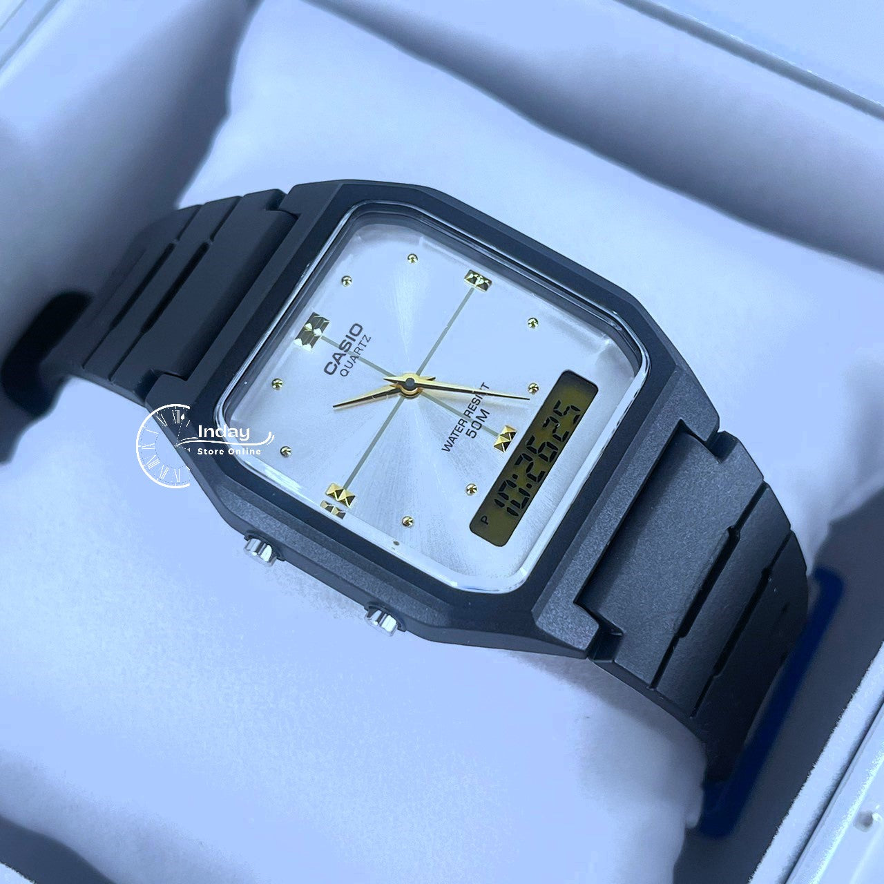 Casio Analog-Digital Unisex Watch AW-48HE-7AV Resin Band Resin Glass
