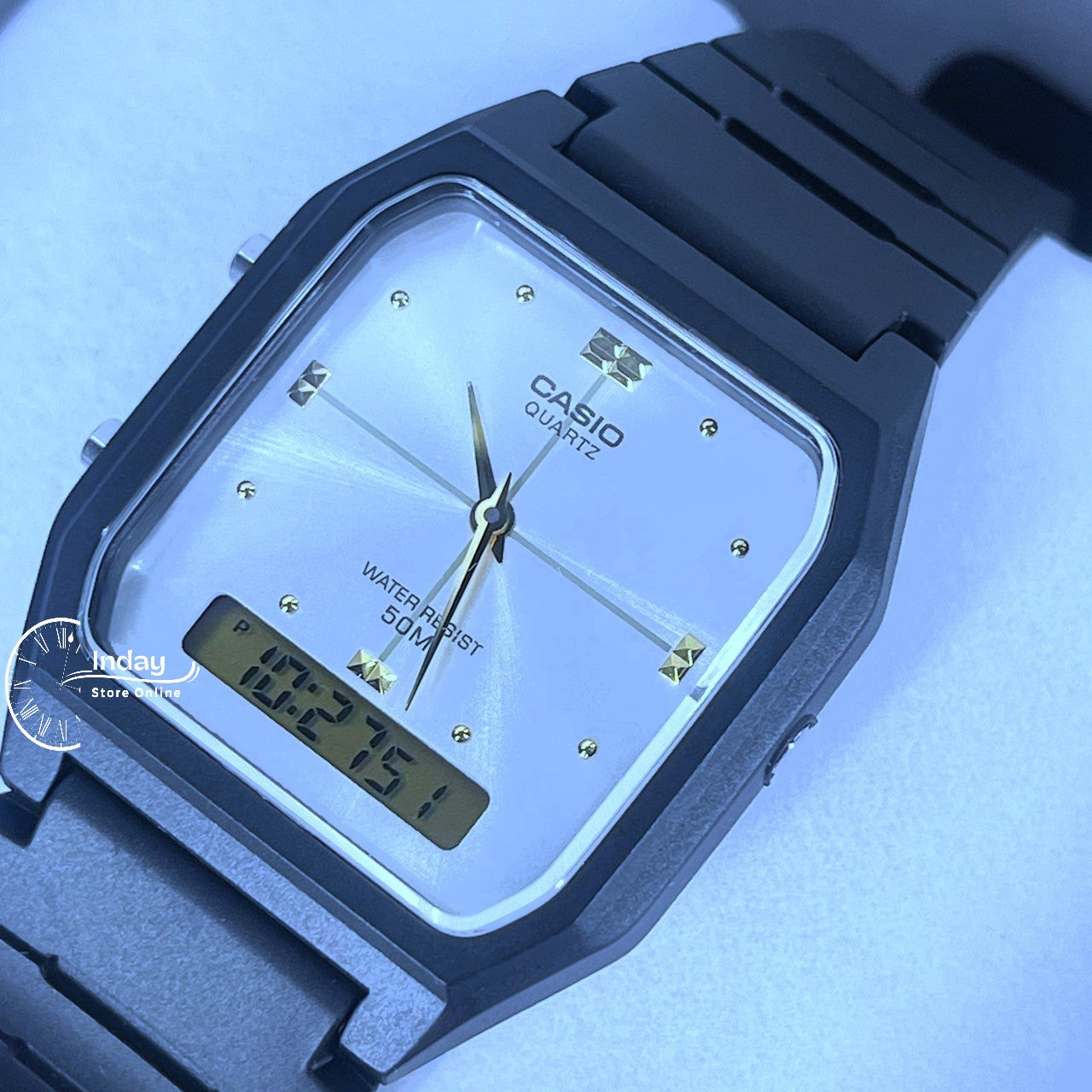 Casio Analog-Digital Unisex Watch AW-48HE-7AV Resin Band Resin Glass