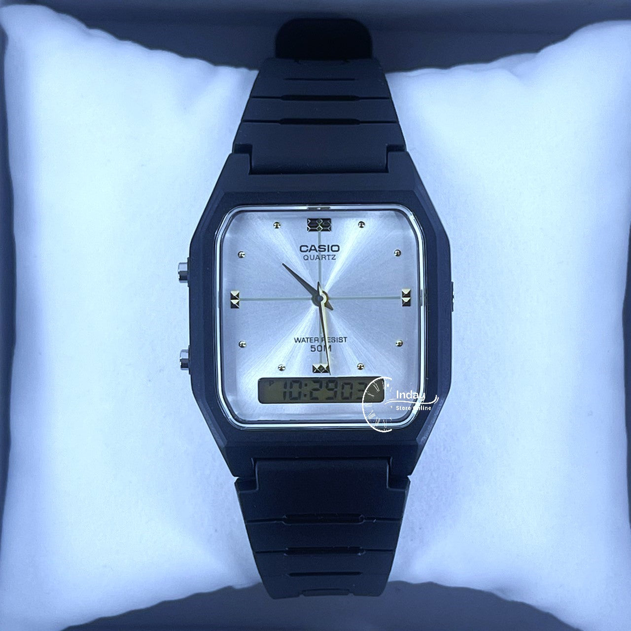 Casio Analog-Digital Unisex Watch AW-48HE-7AV Resin Band Resin Glass