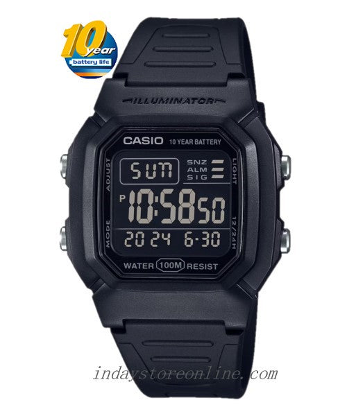 Casio Digital Men's Watch W-800H-1B Digital Resin Band Resin Glass Battery Life: 10 years