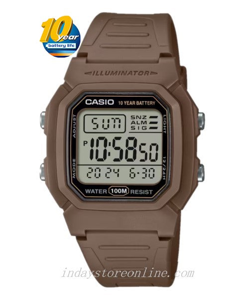 Casio Digital Men's Watch W-800H-5A Digital Resin Band Resin Glass Battery Life: 10 years