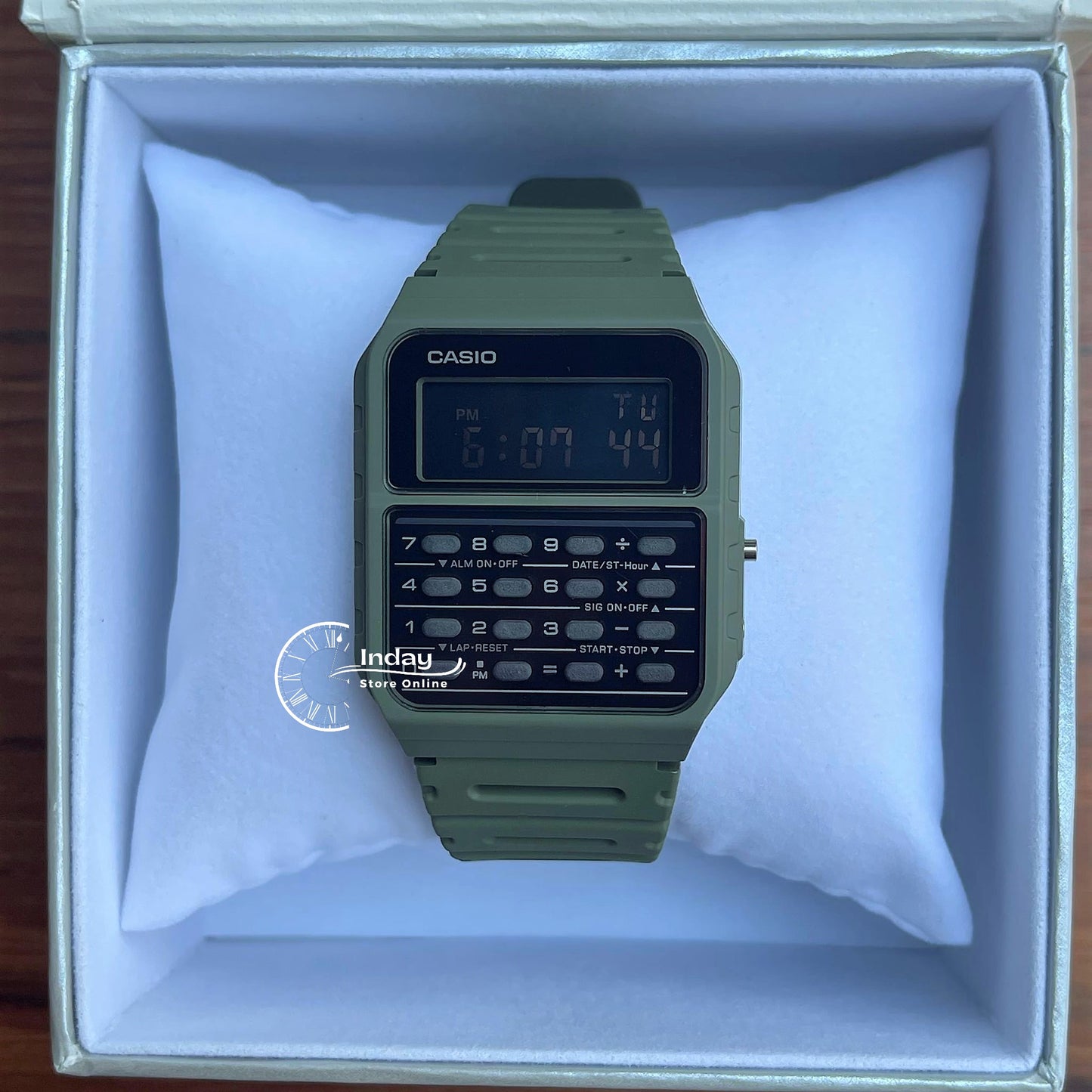 Casio Digital Unisex Watch CA-53WF-3B Calculator Digital Green Color Resin Band Resin Glass Battery Life 5-Years