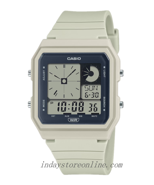 Casio Digital Unisex Watch LF-20W-8A Cream Color Resin Band