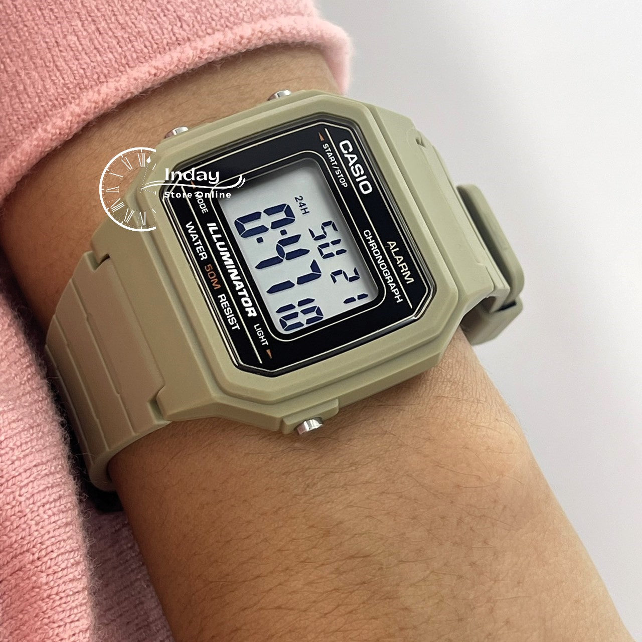 Casio Digital Unisex Watch W-217H-5A Digital Resin Band Resin Glass
