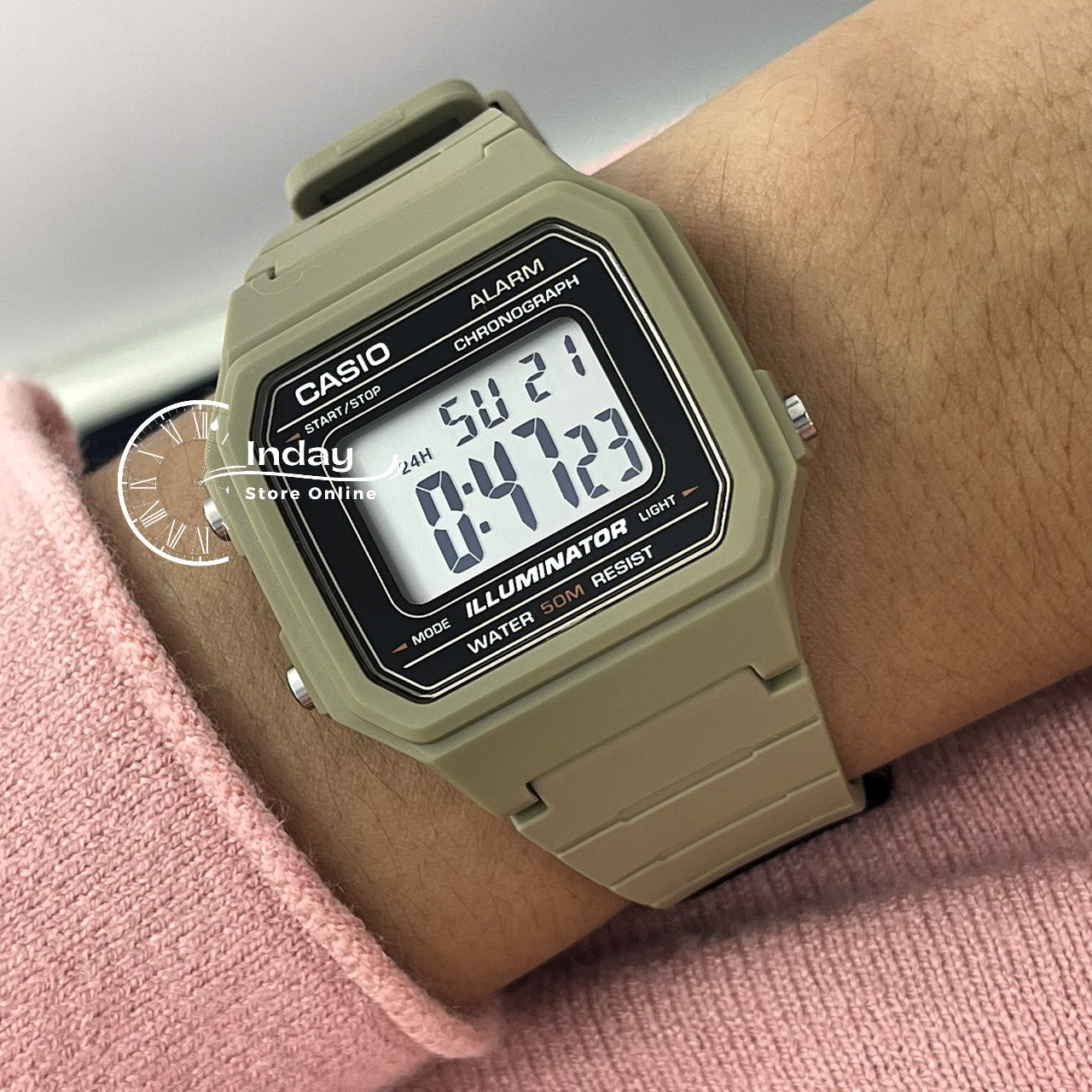 Casio Digital Unisex Watch W-217H-5A Digital Resin Band Resin Glass