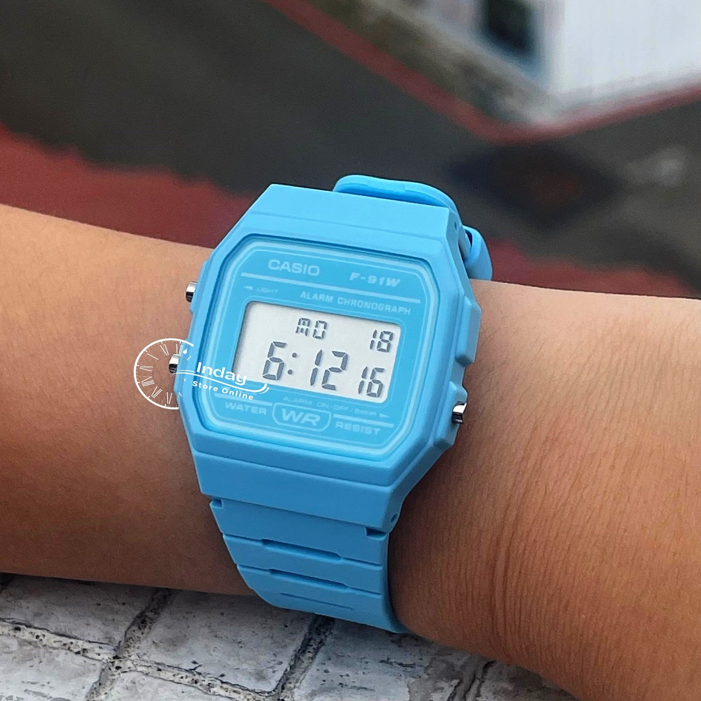 Casio Digital Women's Watch F-91WC-2A Digital Resin Blue Color Resin Glass Battery Life: 7 Years