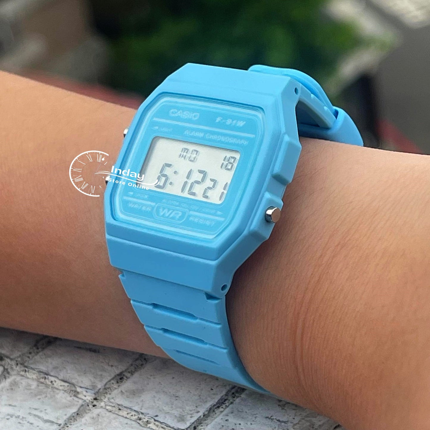 Casio Digital Women's Watch F-91WC-2A Digital Resin Blue Color Resin Glass Battery Life: 7 Years