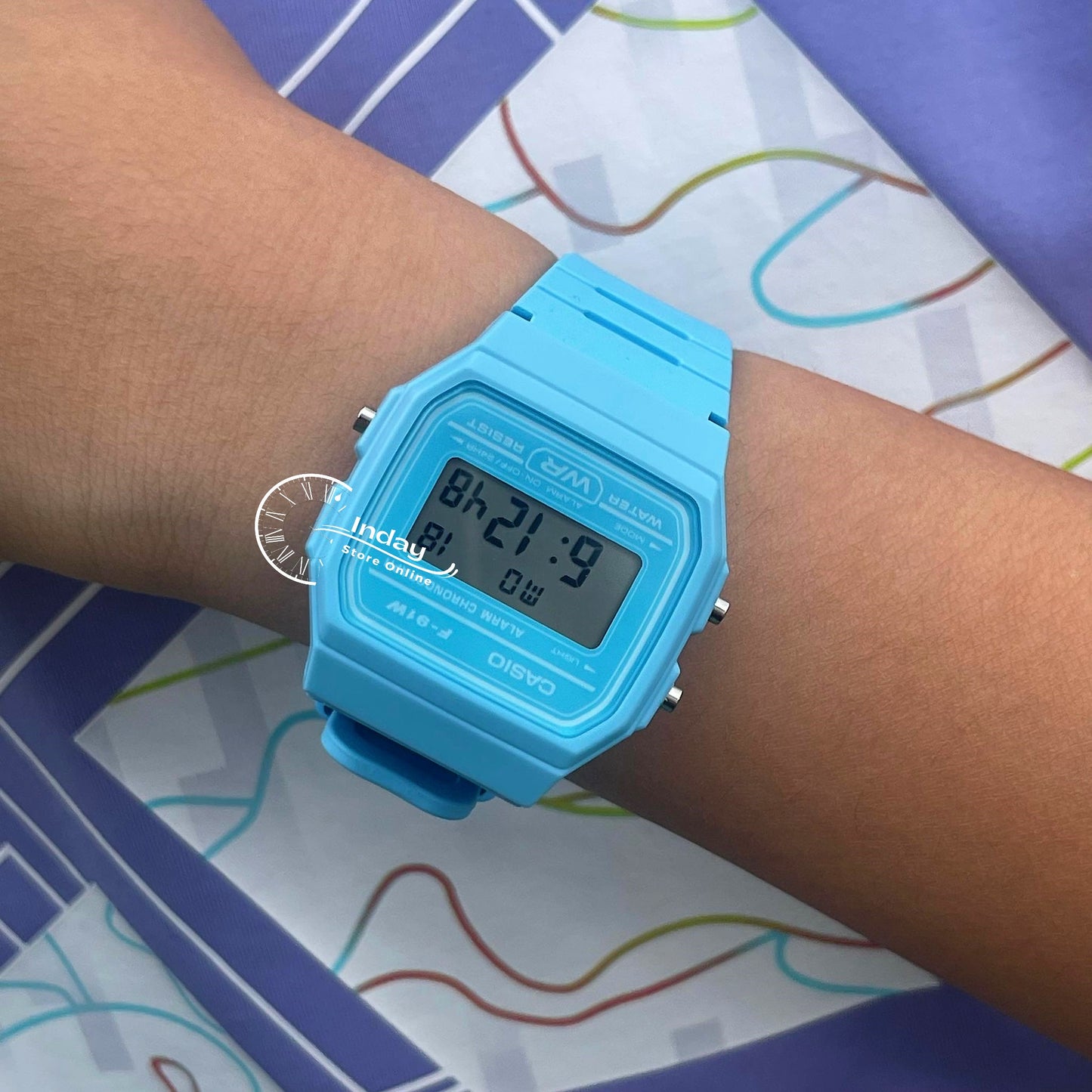Casio Digital Women's Watch F-91WC-2A Digital Resin Blue Color Resin Glass Battery Life: 7 Years
