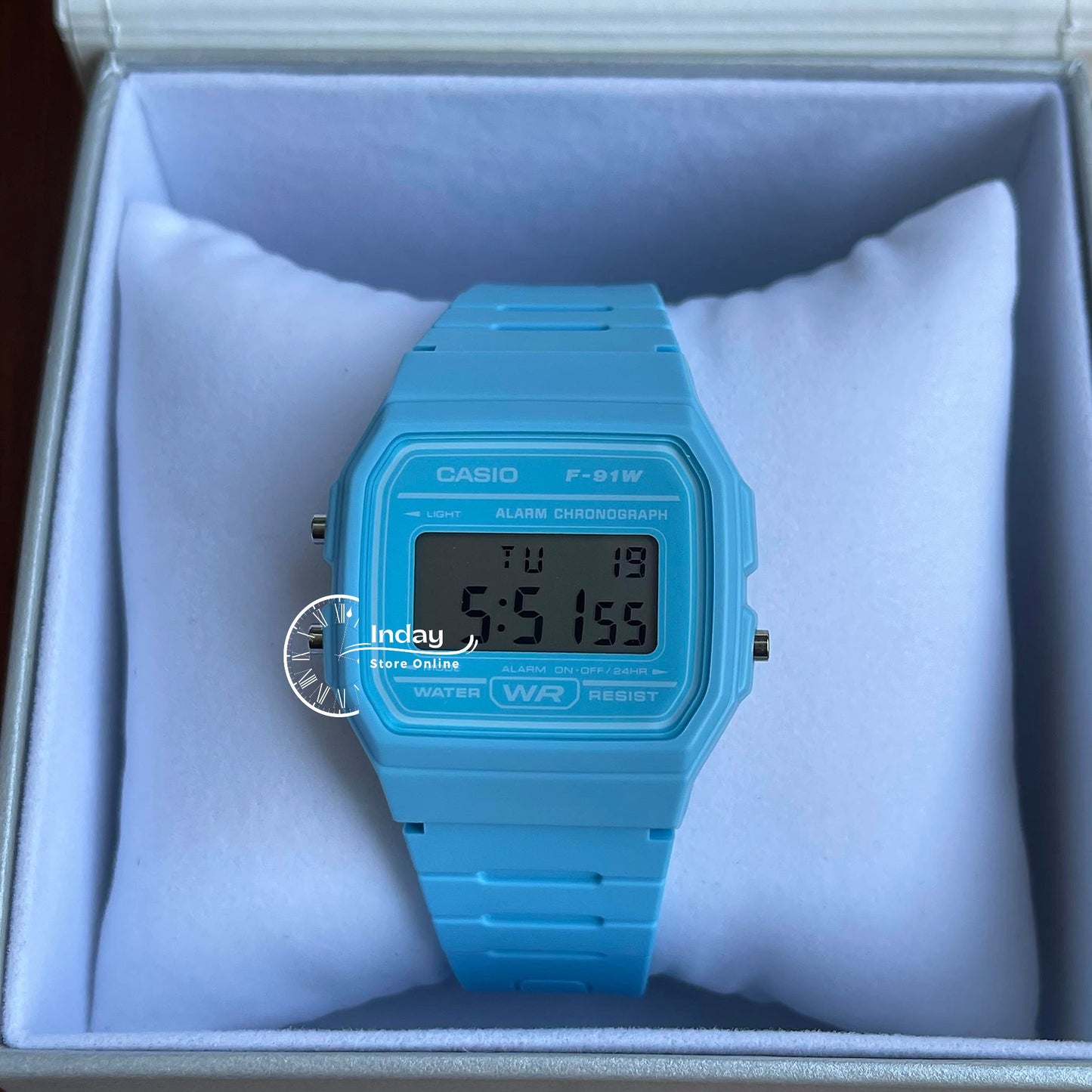 Casio Digital Women's Watch F-91WC-2A Digital Resin Blue Color Resin Glass Battery Life: 7 Years