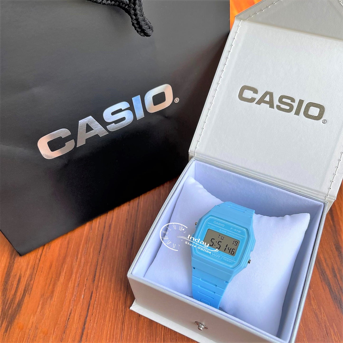Casio Digital Women's Watch F-91WC-2A Digital Resin Blue Color Resin Glass Battery Life: 7 Years