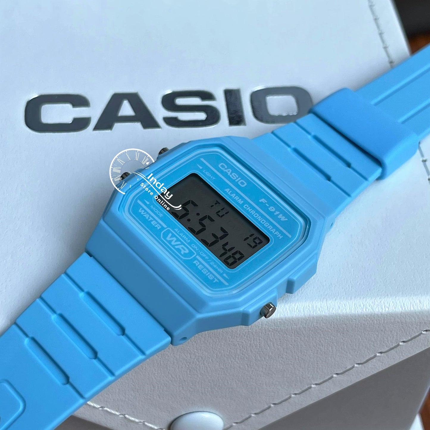 Casio Digital Women's Watch F-91WC-2A Digital Resin Blue Color Resin Glass Battery Life: 7 Years
