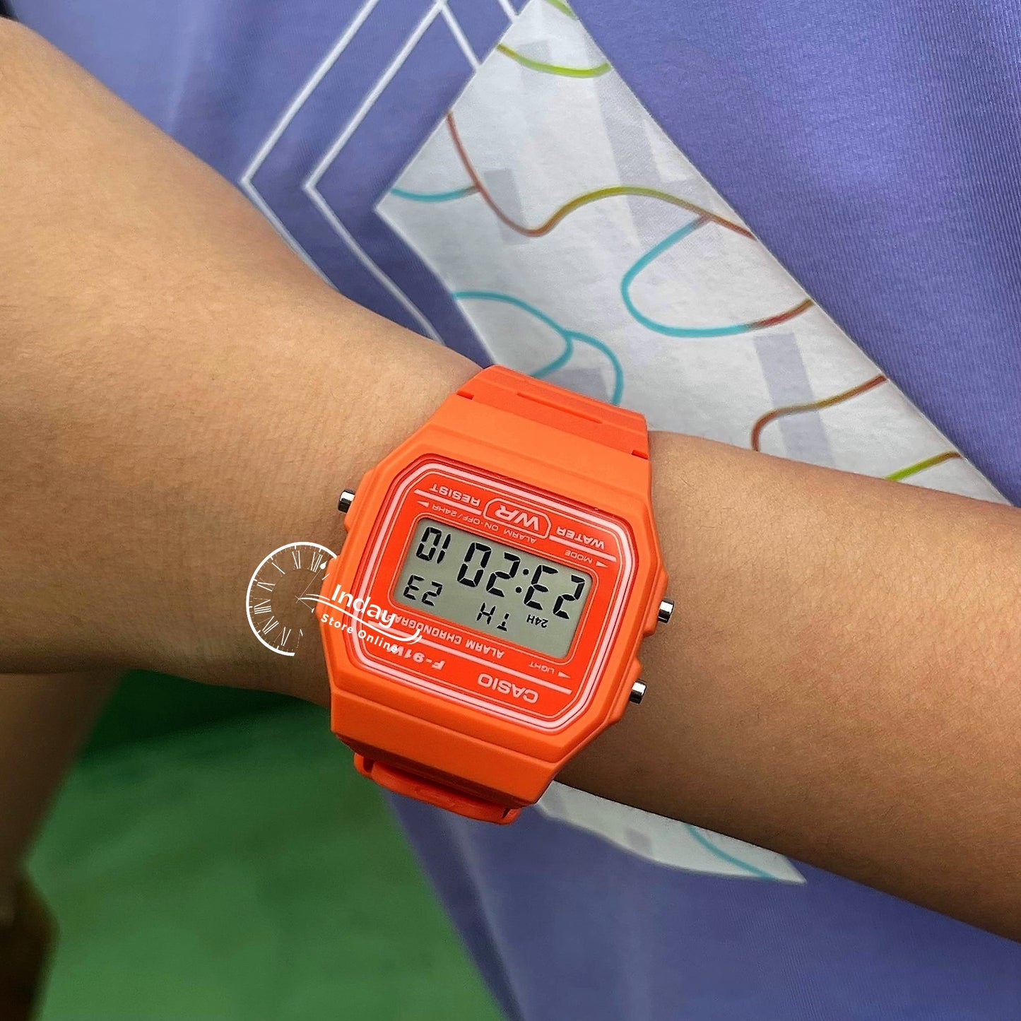 Casio Digital Women's Watch F-91WC-4A2 Digital Orange Color Resin Band Resin Glass Battery Life 7-Years