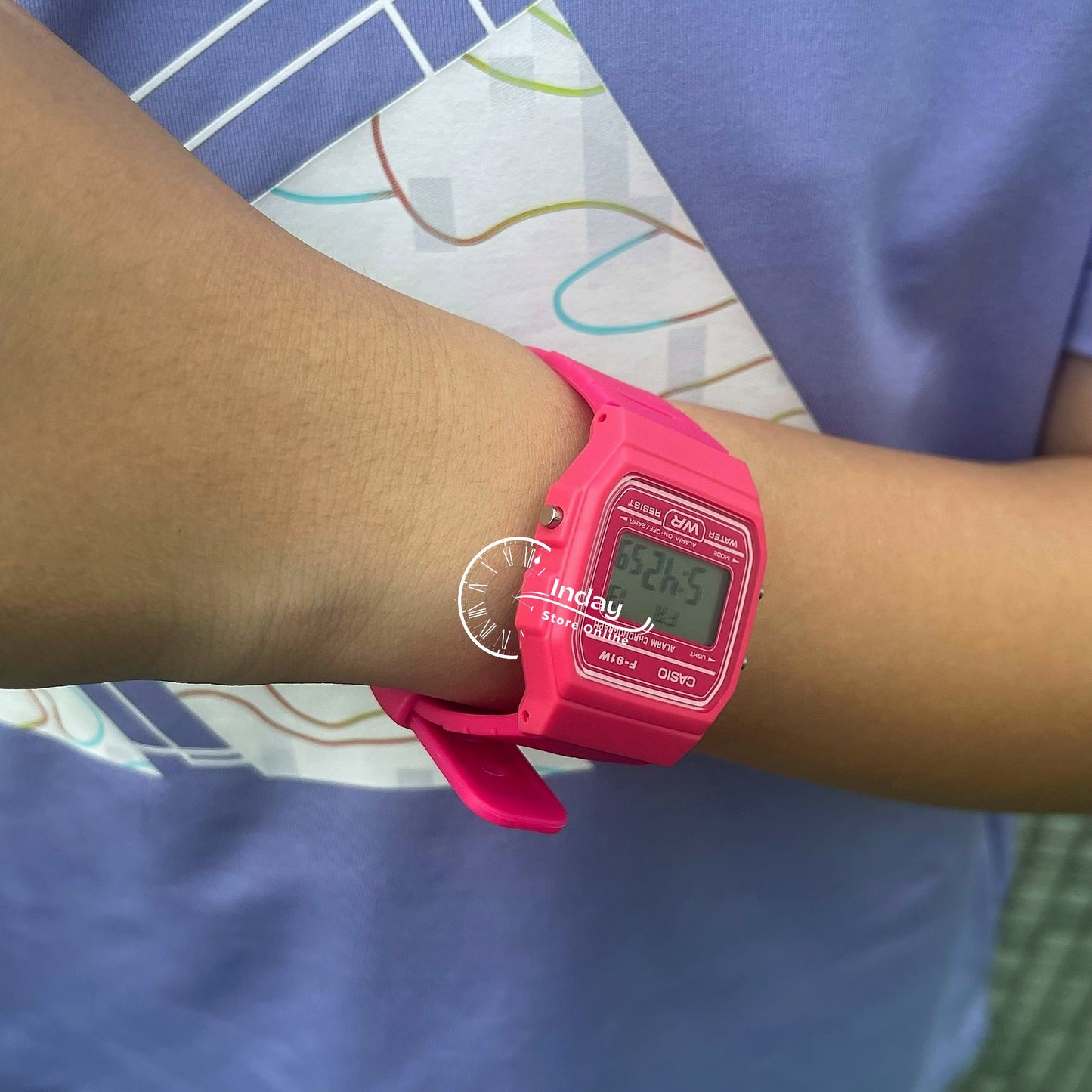 Casio Digital Women's Watch F-91WC-4A Pink Color Resin Strap Battery Life 7-Years