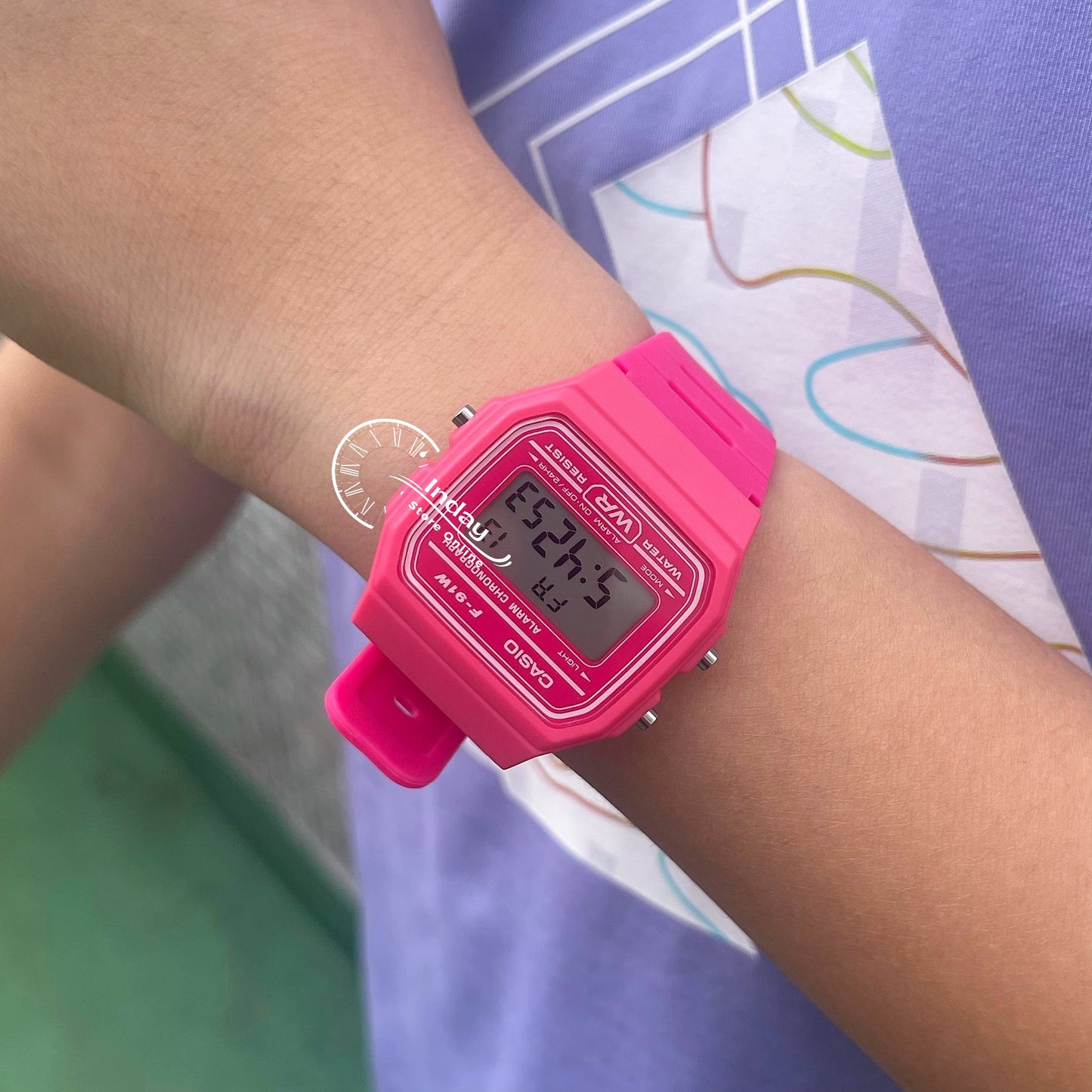 Casio Digital Women's Watch F-91WC-4A Pink Color Resin Strap Battery Life 7-Years