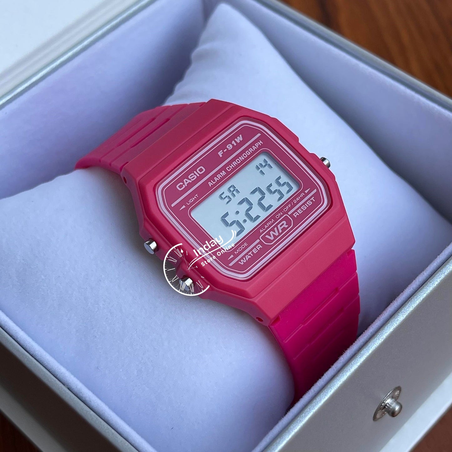 Casio Digital Women's Watch F-91WC-4A Pink Color Resin Strap Battery Life 7-Years