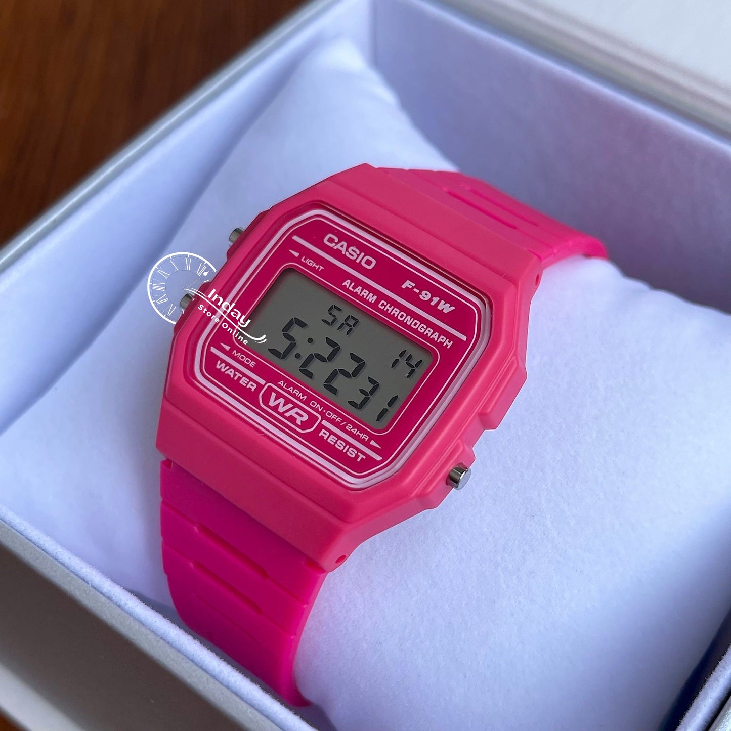 Casio Digital Women's Watch F-91WC-4A Pink Color Resin Strap Battery Life 7-Years