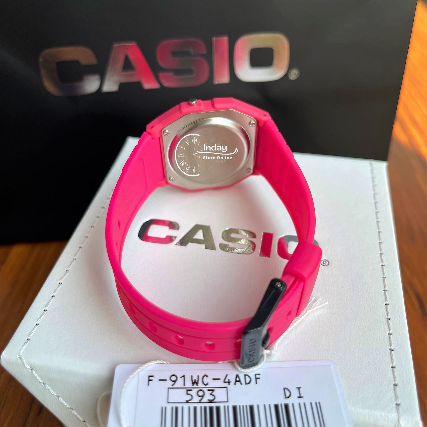 Casio Digital Women's Watch F-91WC-4A Pink Color Resin Strap Battery Life 7-Years