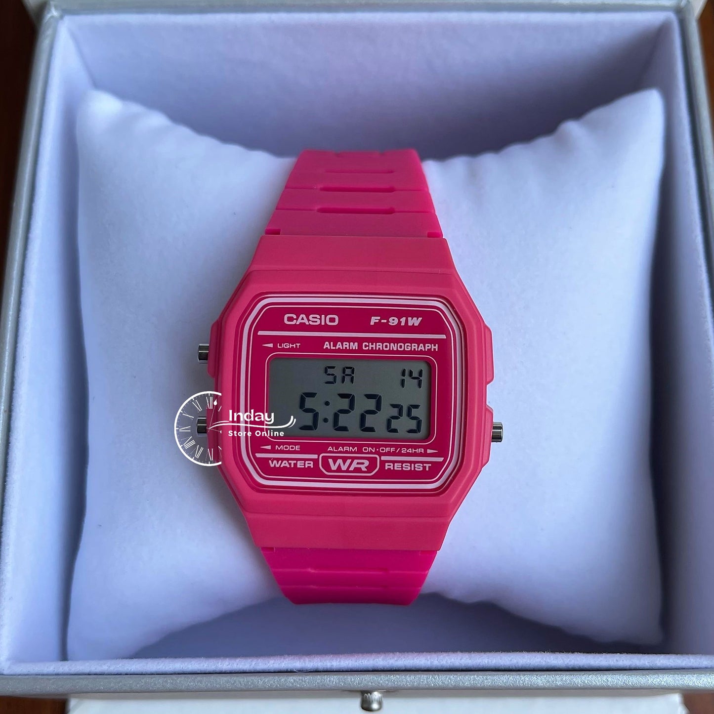 Casio Digital Women's Watch F-91WC-4A Pink Color Resin Strap Battery Life 7-Years