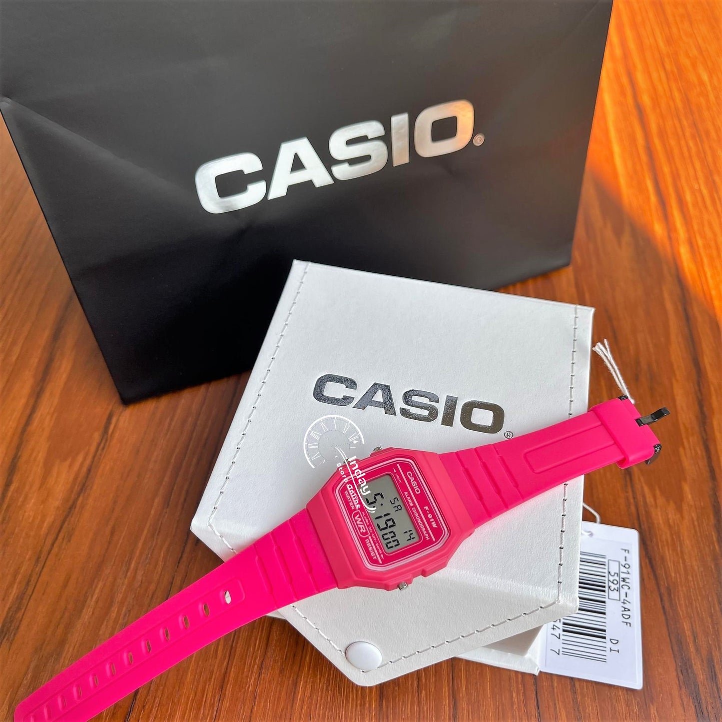Casio Digital Women's Watch F-91WC-4A Pink Color Resin Strap Battery Life 7-Years
