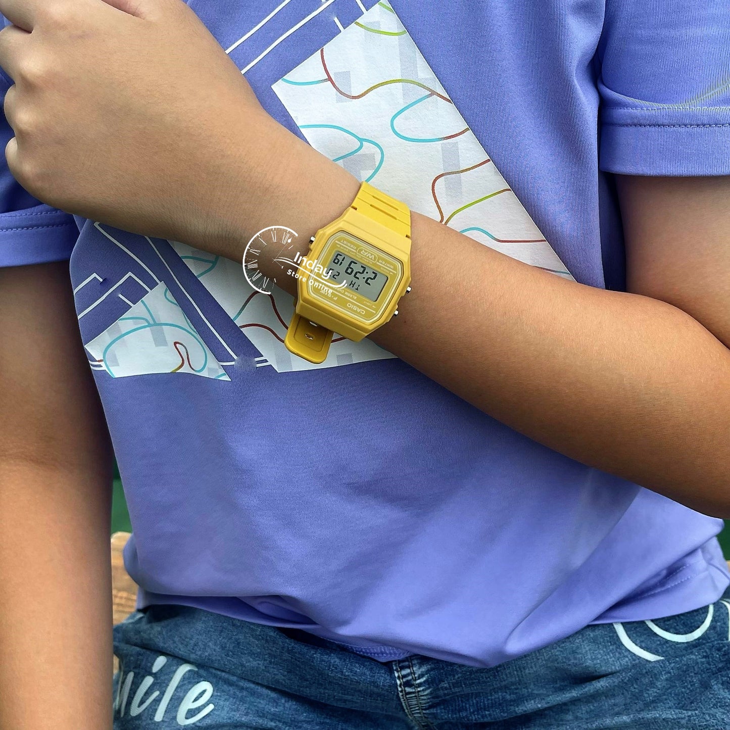 Casio Digital Women's Watch F-91WC-9A Digital Yellow Color Resin Band Resin Glass Battery Life 7-Years